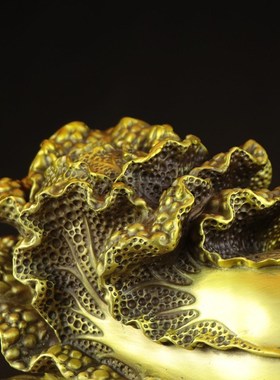 全黄铜白菜发财大摆件家用家居客厅博古架壁柜玄关招财装饰品聚财