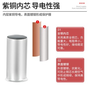 EN管型端子紫铜管针形接线端子欧式 插针型冷压线鼻子铜管鼻裸端头