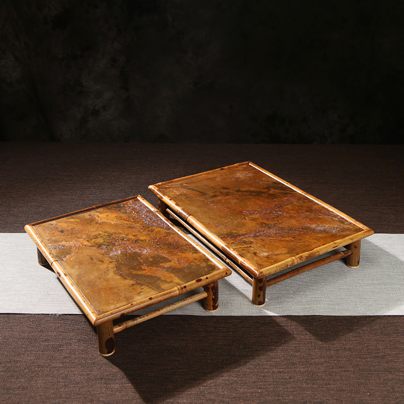 创意梅鹿a竹紫竹岩石竹制奉茶盘干泡茶盘禅意茶台茶具收纳托盘杯