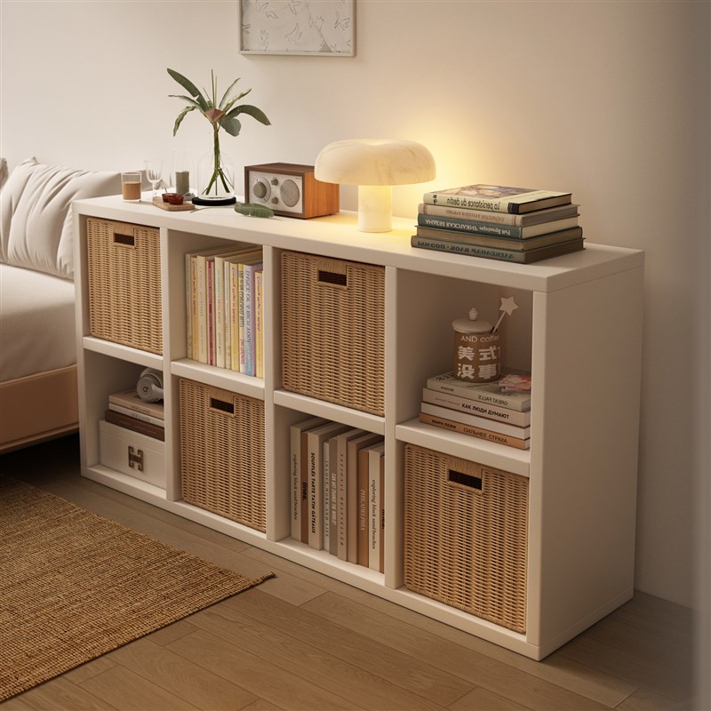 带框格子柜儿童多功能收纳t柜卧室房间家用法式奶油风落地书架靠