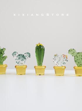 「西巷商店」手工制作仙人掌向日葵郁金香玻璃车载创意摆件装饰