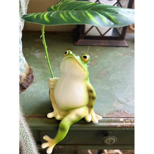 青蛙撑伞摆件户外花园庭院布置装饰阳台工艺品桌面鱼缸造景摆件