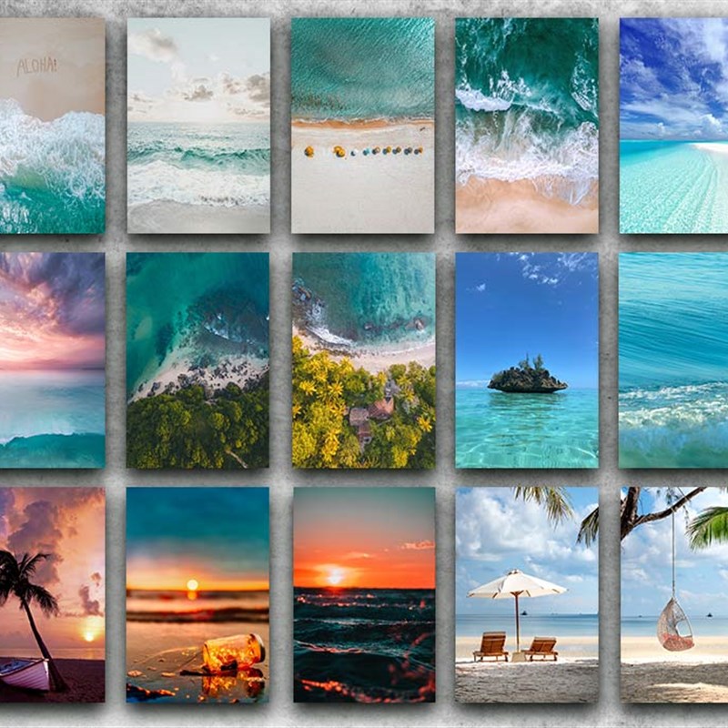 简约现代唯美海滩l画芯自粘防水油画布客厅卧室床头沙发背景墙挂