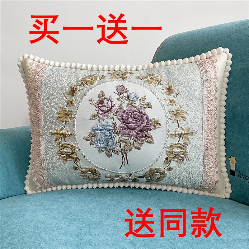 买一送一沙发靠垫护腰大靠背202B3新款抱枕套罩长方形床头椅子靠