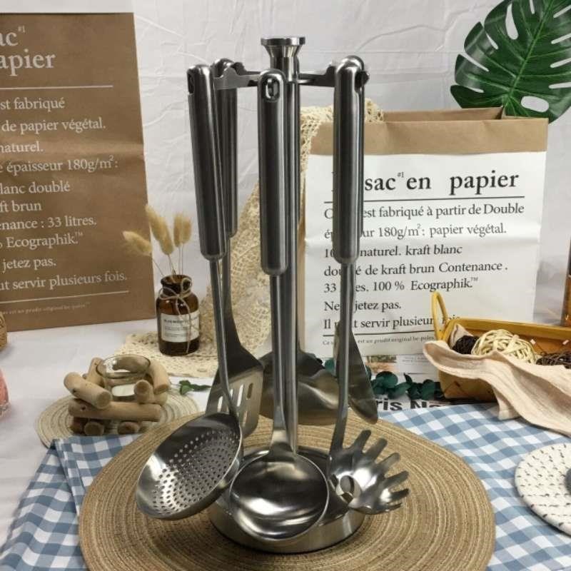 加厚18/10不j锈钢收纳架 304厨具架餐具架汤勺铲子挂架 置物旋转