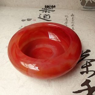饰品玉石灰缸鱼缸摆件家居办公桌客厅红琉璃玛瑙灰缸摆件礼品精美