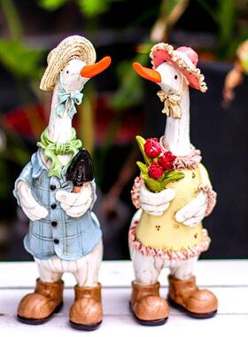 阳台鸭子摆件动物情侣卡通