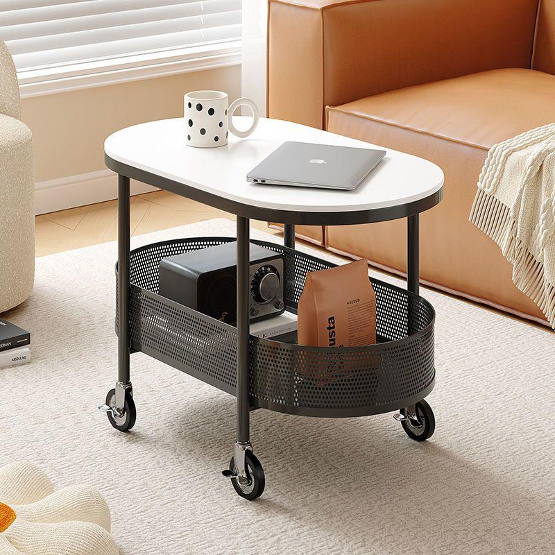 奶油风岩板可移动沙发边几