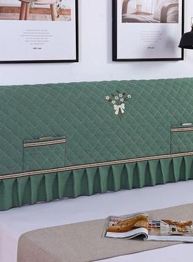 夹棉加厚床头罩中式全包床头套绣花高档床头软包保护套橙色洋气