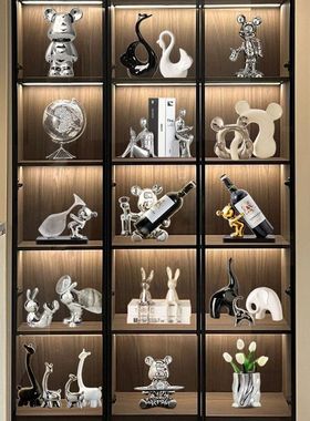 轻奢摆件简约一整套10格15格组合北欧高颜值客厅酒柜电视柜装饰品