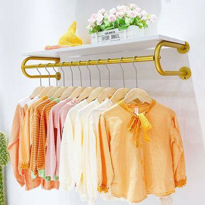 童装店铺货架金色简约整套店铺上墙壁挂式组合服装店展示架挂衣架