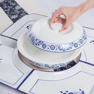 网红陶瓷盘子拼盘餐具组合方桌套装菜盘分隔盘子家用碗碟骨碟套盘