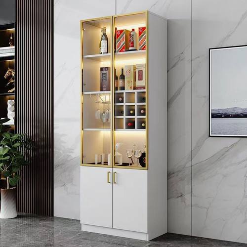 现代简约新款酒柜靠墙客厅家用餐厅餐边柜定制玻璃门轻奢高档酒柜