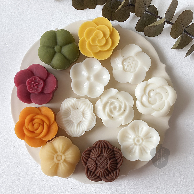 中秋富贵牡丹复古花式不沾家用绿豆糕点广式月饼模具