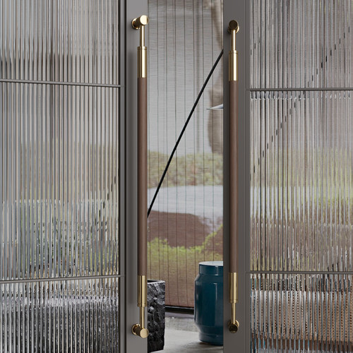 高档实木门把手现代简约有框推拉玻璃门别墅酒店商铺不锈钢长拉手