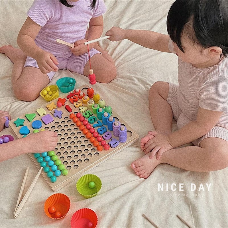 韩国insd儿童夹珠子精细动作训练锻炼宝宝早教益智玩具亲子互动