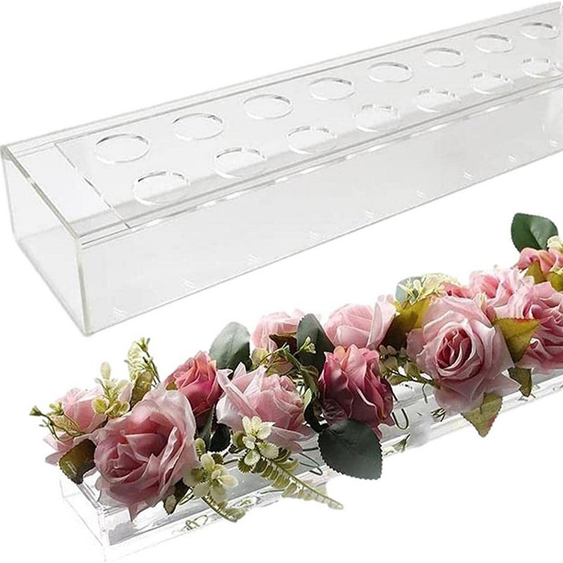 亚力克矩形花h盒水培插花盒装饰盒桌面装饰花瓶餐厅餐桌透明花瓶