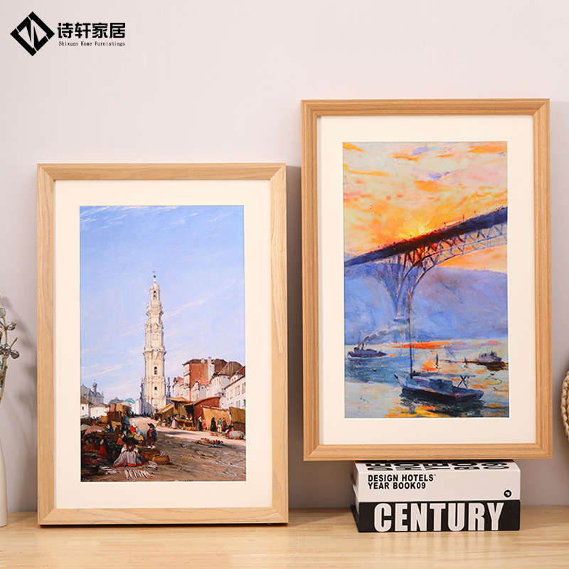 实木质简约画框装裱a3A4任意大尺寸相框挂墙M4开8k订制定做边框架