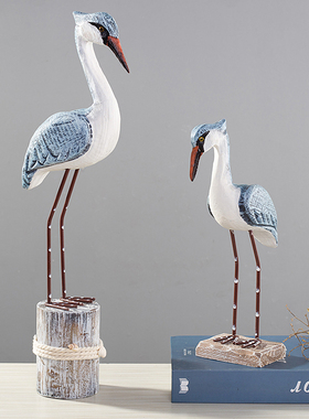 创意地中海海洋风格实木海鸟海鸥客厅玄关装饰超市道具装饰品摆件