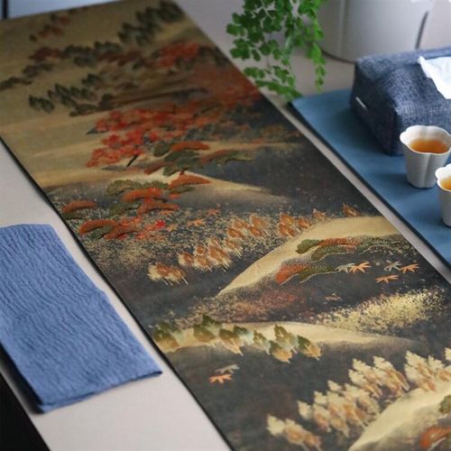 西阵织茶席织锦茶垫真丝茶几垫茶艺礼品精致织金织银茶旗正绢桌旗