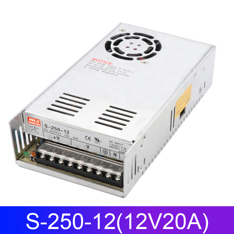 明伟250W开关电源S-250-24V10A 12V2E0A5V50A36V7A48V15V质保3年