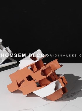 现代简约蜂巢立体几何摆件样x板间售楼处书房客厅茶几桌面软装饰