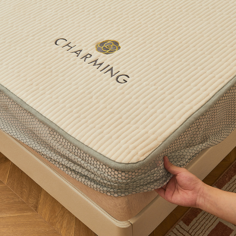 床笠单件c冬季牛奶珊瑚绒夹棉加厚床罩款床单防滑床垫席梦思保护