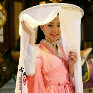 武侠古风斗笠帽特色手工艺竹编织沙笠汉服摄影写真女侠遮容面纱帽