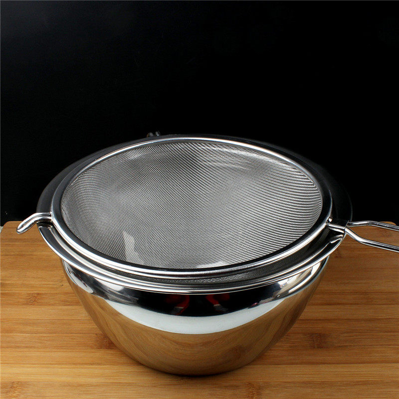 包邮加固不锈钢大网漏勺双耳油格油炸过滤网豆浆勺油炸漏勺配油盆