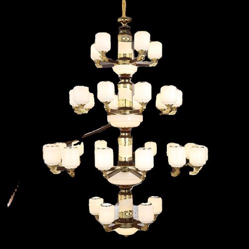 新中式吊灯锌合金胡桃木客厅灯卧室灯别墅中空大气中国风专用吊灯