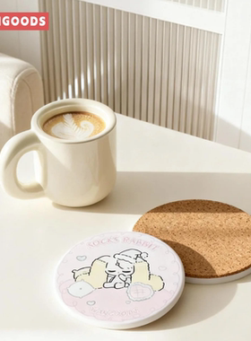 玩谷仁者  I 袜袜兔杯垫卡通吸水硅藻泥创意礼品咖啡杯垫隔热防滑