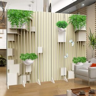 玄关卧室酒店办公美容院 3D空间绿色植物折叠移动屏风隔断客厅时尚