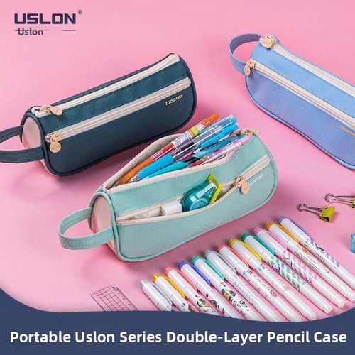 USLON尤斯隆笔袋若盐大容量文具袋铅笔盒收纳包布质清Y新可爱帆布