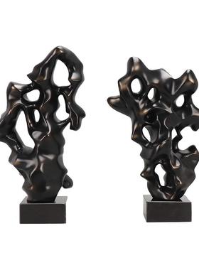 现代新中式太g湖石摆件酒店别墅样板房间玄关软装客厅假山雕塑摆