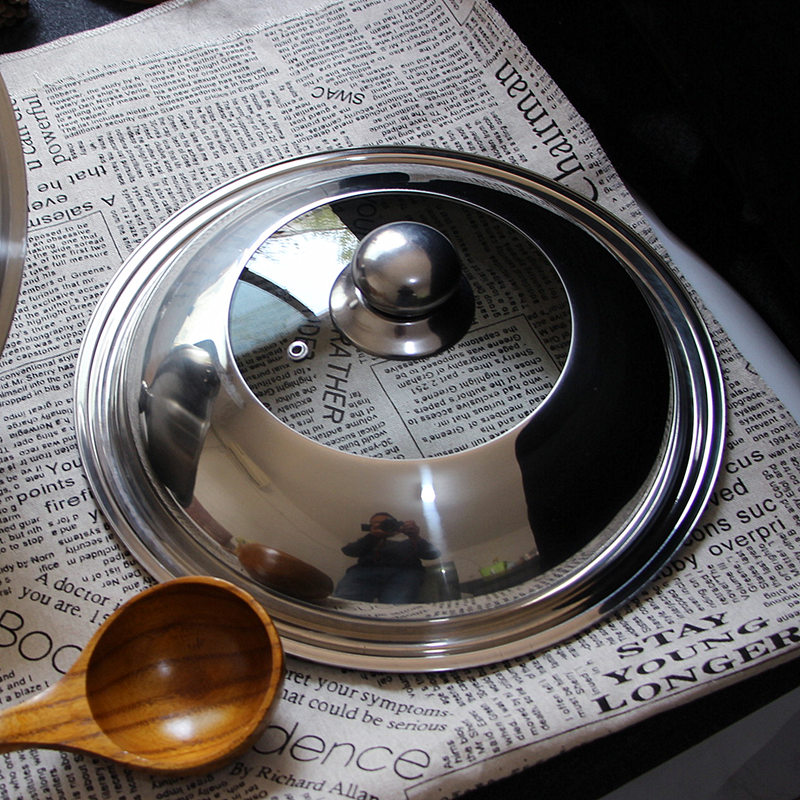 家用不锈钢锅盖炒锅m盖子30.32cm铁锅炒菜锅盖弧形加高蒸菜用