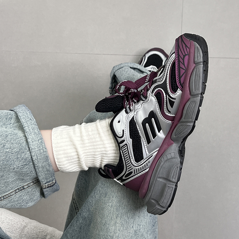 网红超火老爹鞋女20o23年秋季新款炸街潮酷灰色百搭复古运动休闲