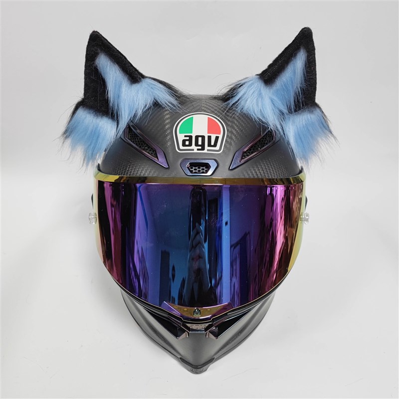 尖版狼耳朵重工兽耳头盔装饰狐狸电动车摩托机车可U拆配饰全盔通