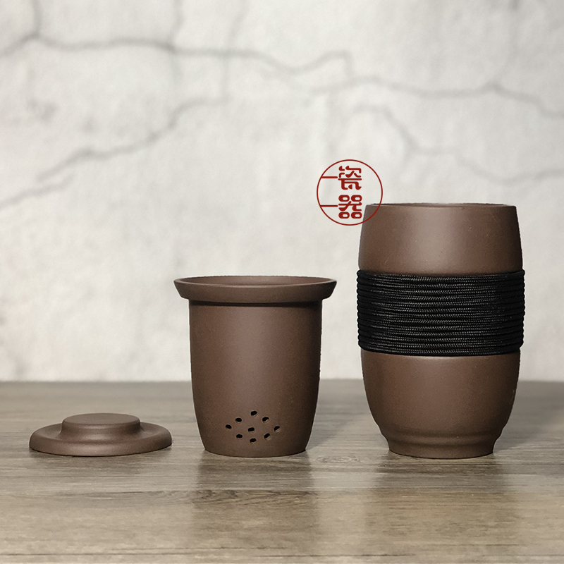 紫砂杯泡茶杯茶水分离带过滤内胆茶漏水杯办公室女士男Z士陶瓷杯