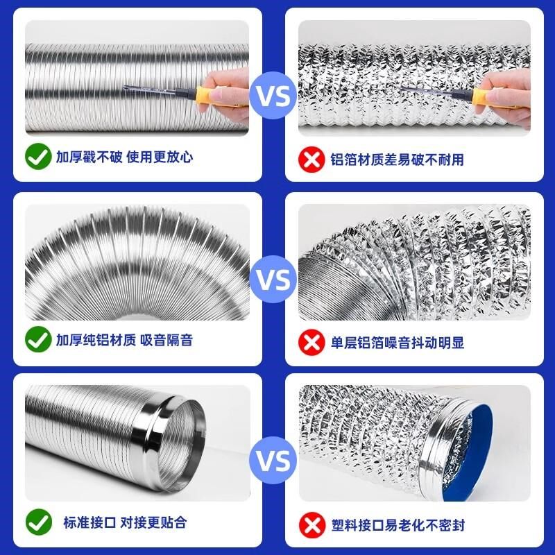 抽油烟机不锈钢排烟管厨房变径排气管纯铝K加厚排风管铝箔通风管
