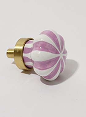 糖果拉手 紫色衣柜门拉手欧式法式轻奢黄铜陶瓷圆形单孔抽屉把手