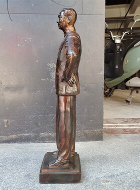 周恩来同志铜像摆件大号仿古周总理全身站像高60公分书房桌面装饰