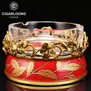 CIGARLOONG茄龙雪茄烟灰缸奥地利水晶镶铜欧式 21CAC4 手工制作CLG