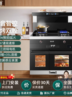 现货集成灶家用蒸烤灶厨房烟灶消天然气液化气下排式语音控集成灶