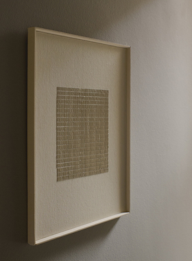 E ining手绘油画 新约侘寂风样板间玄关卧室肌理画设计师