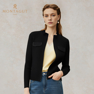 montagut梦特娇双头拉链针织开衫