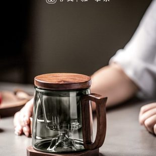 简约杯子女生 耐热玻璃茶杯茶水分离办公室过滤泡茶杯家用水杯男士