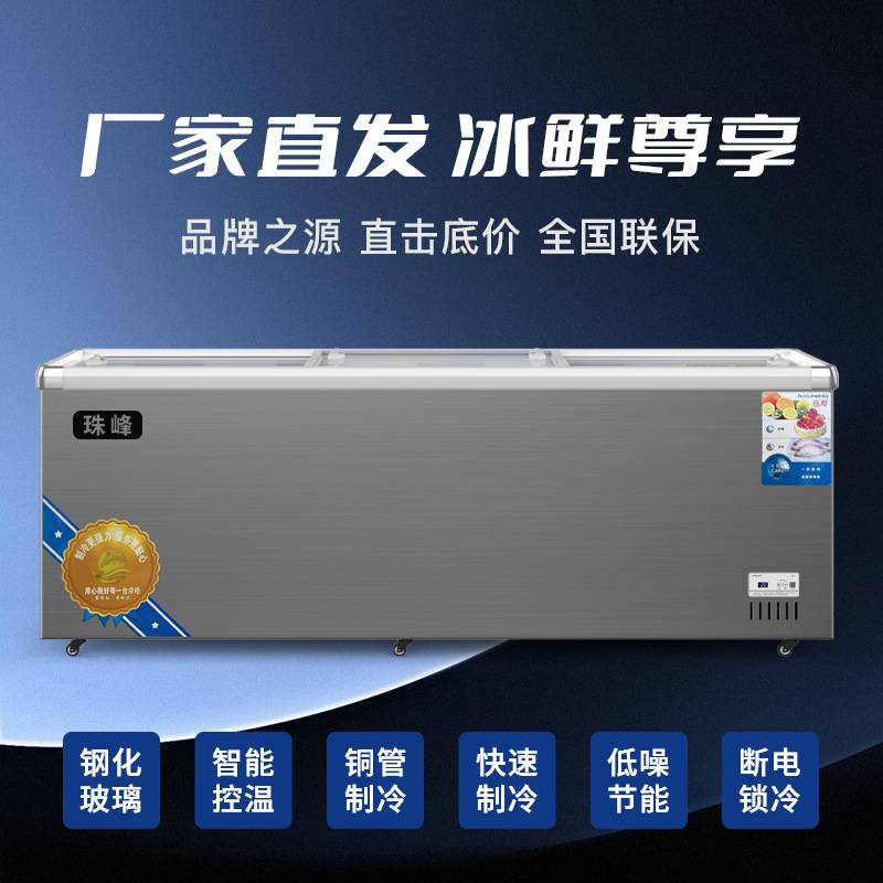 珠峰206-706L商用牛肉展示柜冷冻保鲜冰柜双门卧式商超冷柜低能耗
