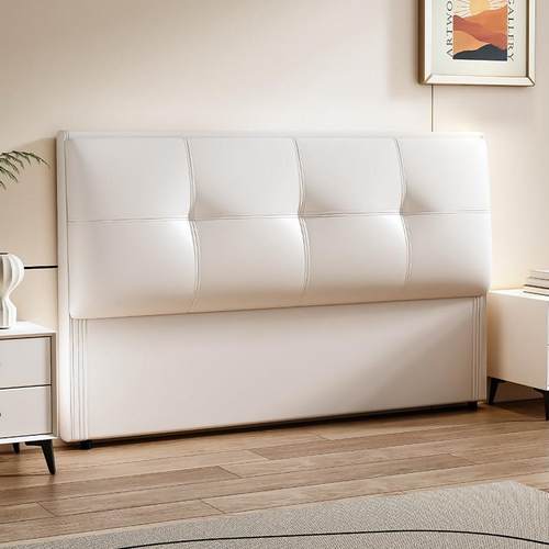 新款床头软包靠背奶油风实木床头板落地一体式床头背板可定制