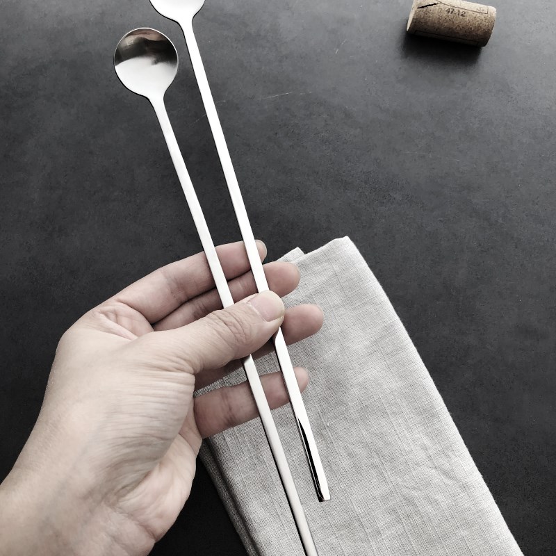超长柄来了304长柄搅拌勺18-10圆头调酒勺M蜂蜜勺长柄小圆头长冰
