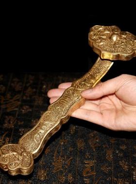 铜如意铜摆件手把件人生富贵平安乔迁结婚招聚米财装饰品纯